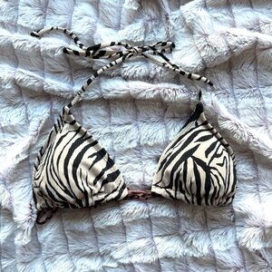 Zebra Print Halter Bikini Top